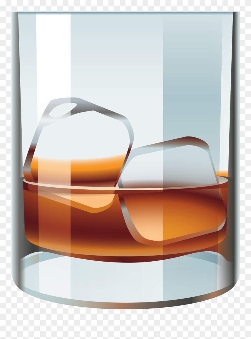 880x1187 Glass With Whiskey And Ice Png Vector Clipart