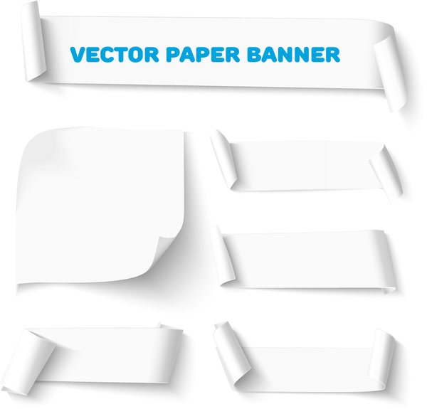 Curled Paper Banners White Vector Free Download 600x575 Curled Paper Banners White Vector Free Download