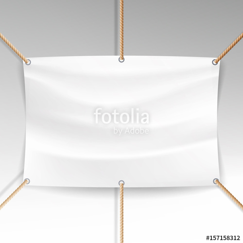White Banner With Ropes Vector Realistic Clear Textile Hanging 500x500 White Banner With Ropes Vector Realistic Clear Textile Hanging