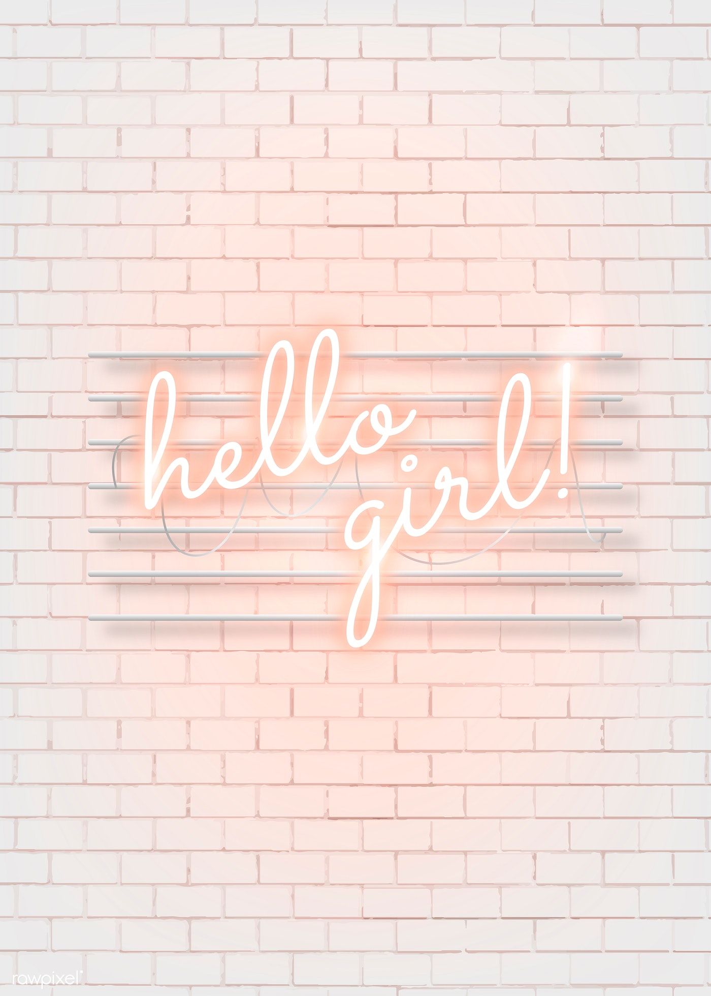 Download Premium Vector Of Hello Girl Neon Word On A White Brick 1400x1959 Download Premium Vector Of Hello Girl Neon Word On A White Brick