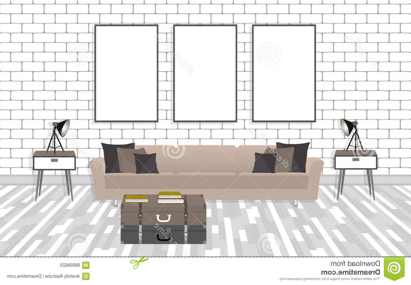 Stock Illustration Mockup Living Room Interior Hipster Style 1560x1083 Stock Illustration Mockup Living Room Interior Hipster Style