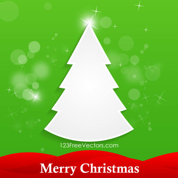 White Christmas Tree On Green Background Vector Card 600x600 White Christmas Tree On Green Background Vector Card