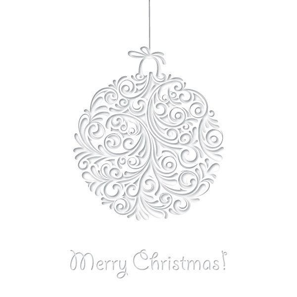 600x600 White Christmas Card Free Vector