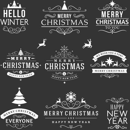 423x423 Black White Christmas Vintage Labels Vector Free Vector