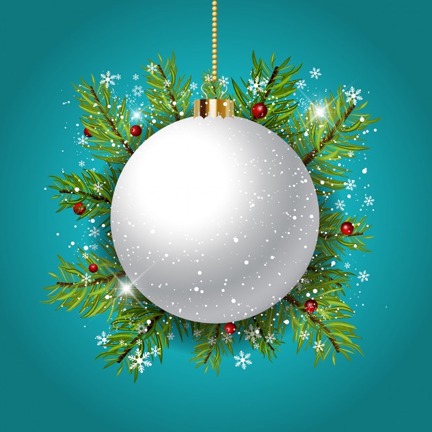 626x626 Blue Background With A White Christmas Ball Vector Free Download