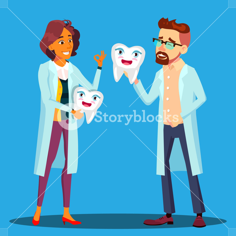1000x1000 Doctor Dentist Holding A Smiling Tooth, Man And Woman In White