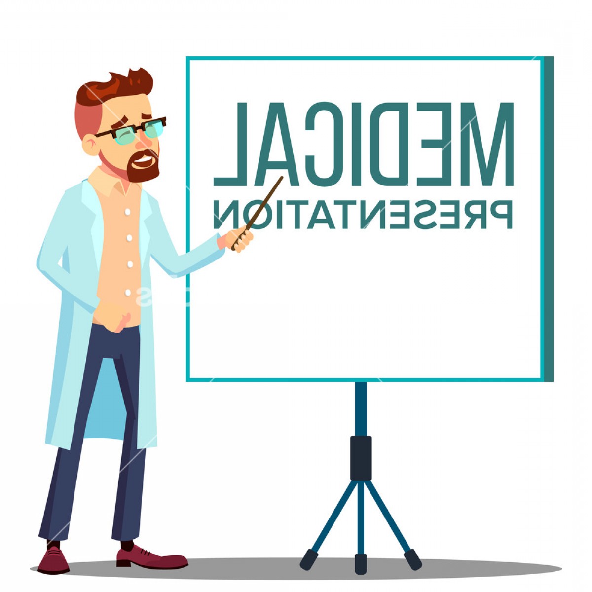 1200x1200 Doctor Man In White Coat Near Meeting Projector Screen Medical