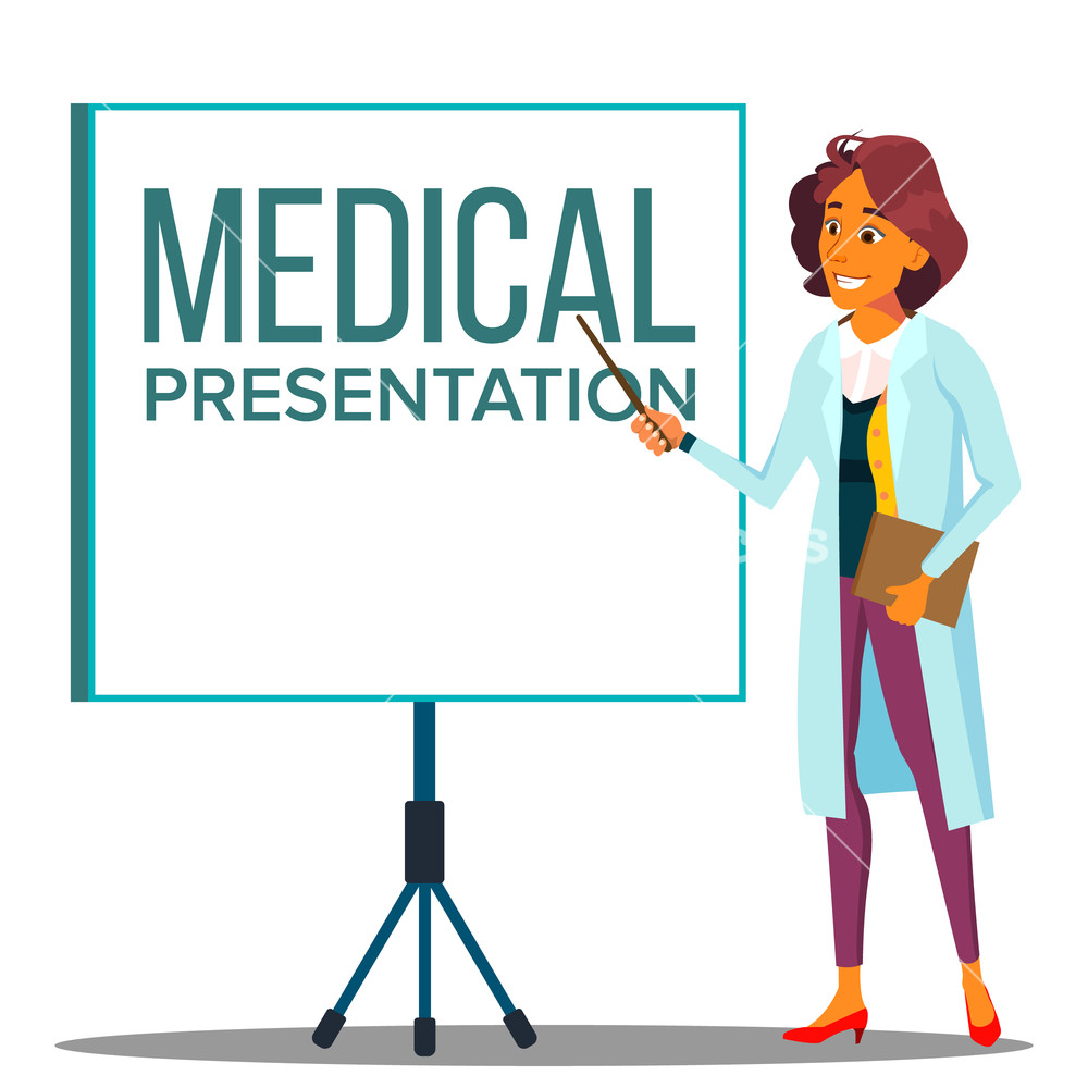 1000x1000 Doctor Woman In White Coat Near Meeting Projector Screen, Medical