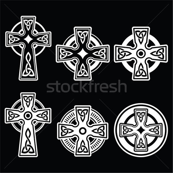 Irish, Scottish Celtic White Cross On Black Vector Illustration 600x600 Irish, Scottish Celtic White Cross On Black Vector Illustration