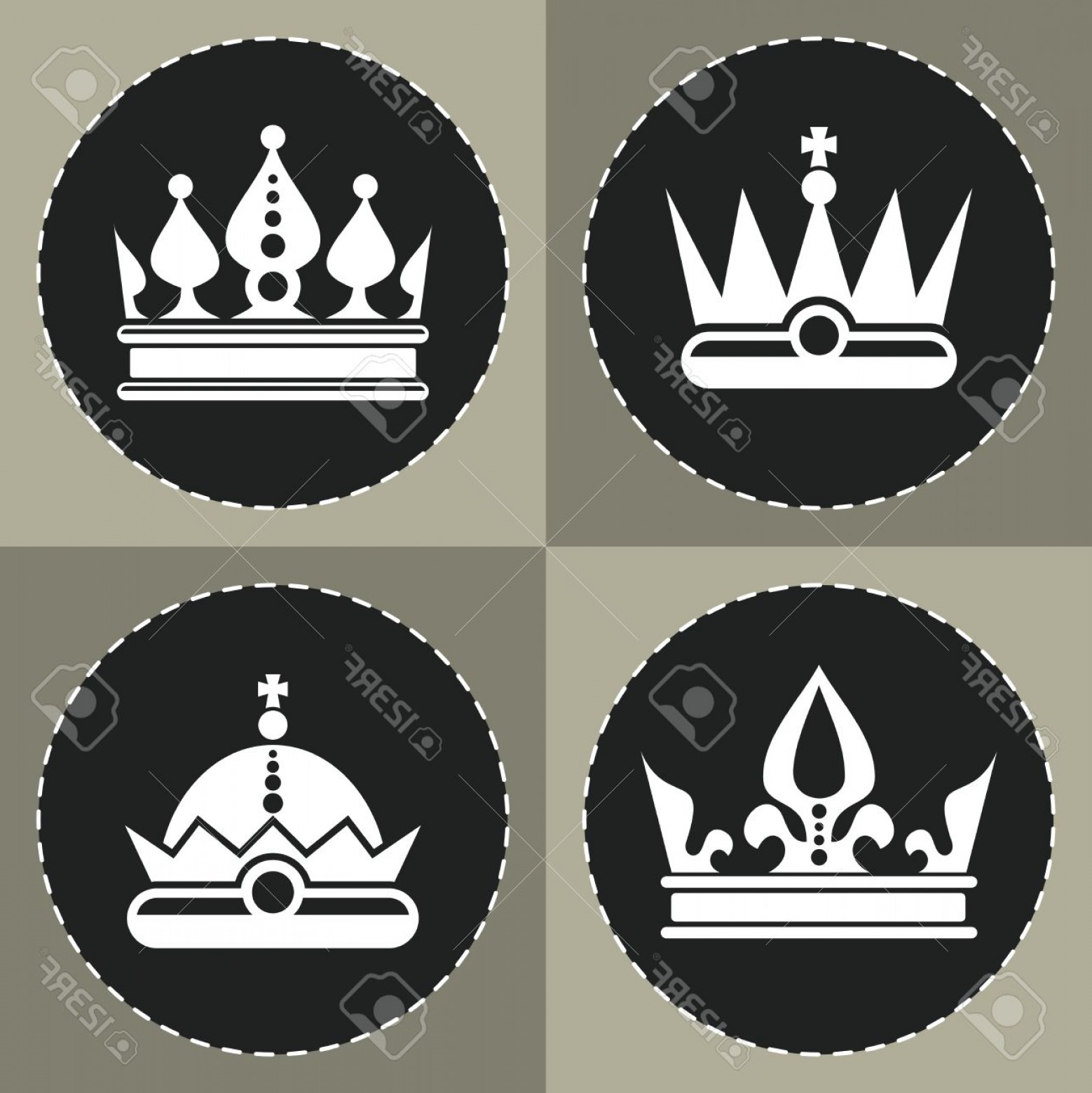 1558x1560 Photostock Vector White Crown Icons On Black Background For Chess