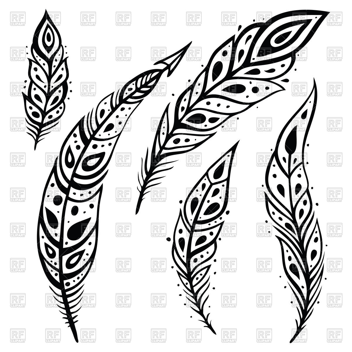 Stylized Decorative Black White Feathers Vector Image Of Objects 1200x1200 Stylized Decorative Black White Feathers Vector Image Of Objects