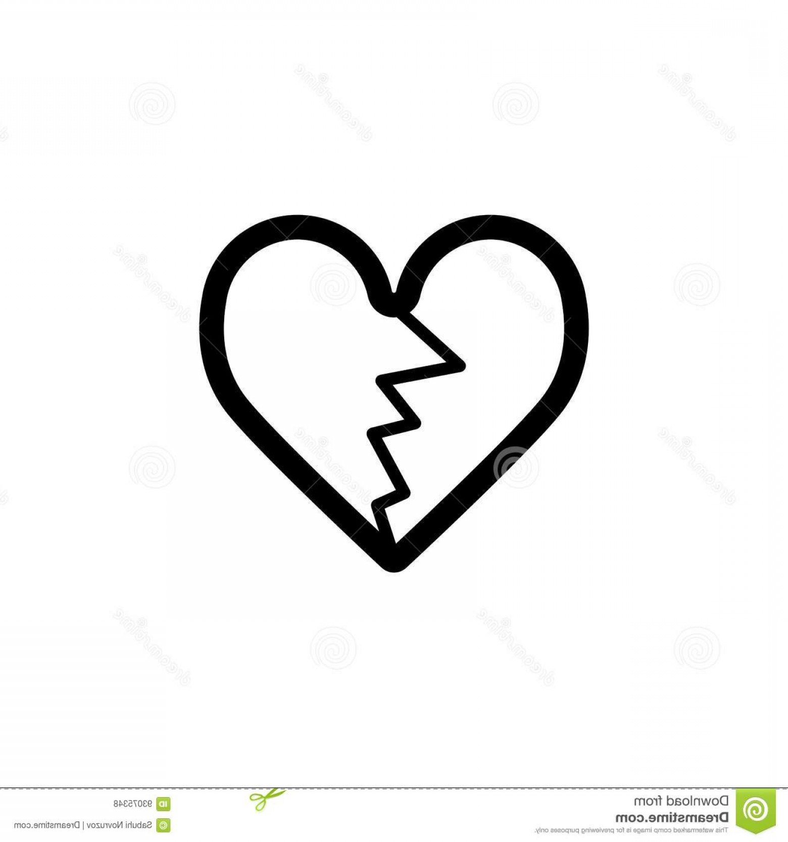 1560x1668 Stock Illustration Cracked Heart Vector Icon Black White Love