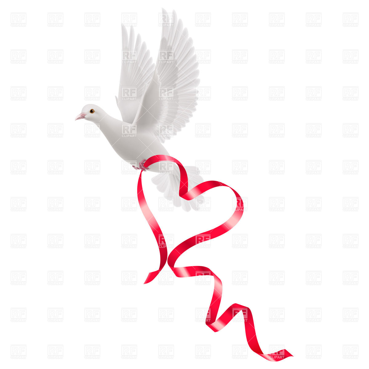1200x1200 White Pigeon With Red Ribbon As A Heart Vector Image Of Plants