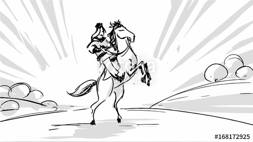 500x281 Hero On A White Horse Vector Sketch For Storyboard, Projects