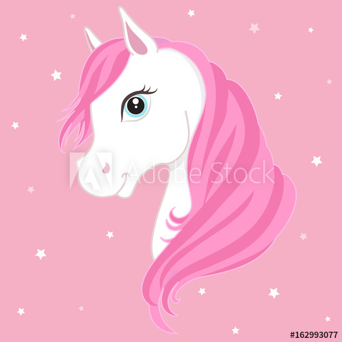 500x500 White Pony Head With Pink Mane White Horse