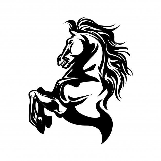 626x626 Black And White Horse Illustration Vector Premium Download