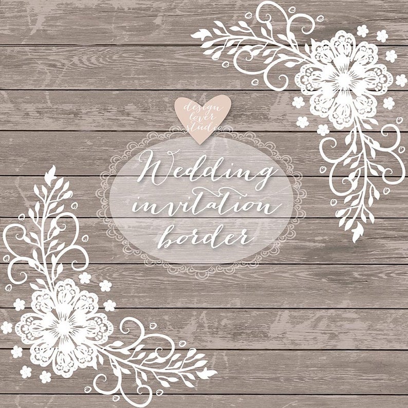 794x794 Premium Vector Lace Border Rustic Wedding Invitation Border Etsy