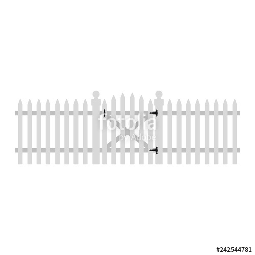 500x500 White Picket Fence And Gate Illustration