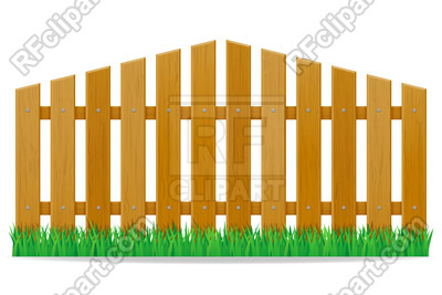 400x267 Wooden Fence With Green Grass Illustration Isolated On White