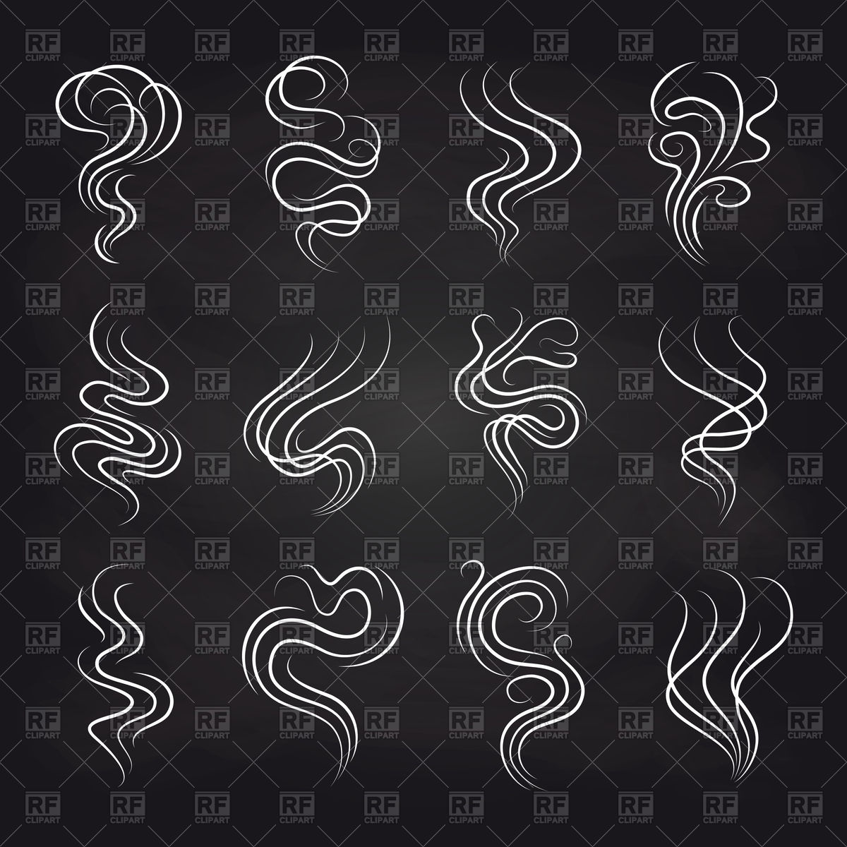 1200x1200 White Smoke Icons Set On Black Background Vector Image Of Icons