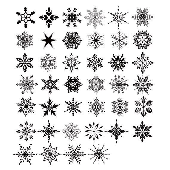 570x570 Black Snowflakes, White Snowflake Vector, Snowflake Ornament