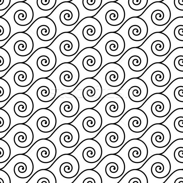 600x599 Seamless Black And White Wave Swirl Vector Pattern Vector