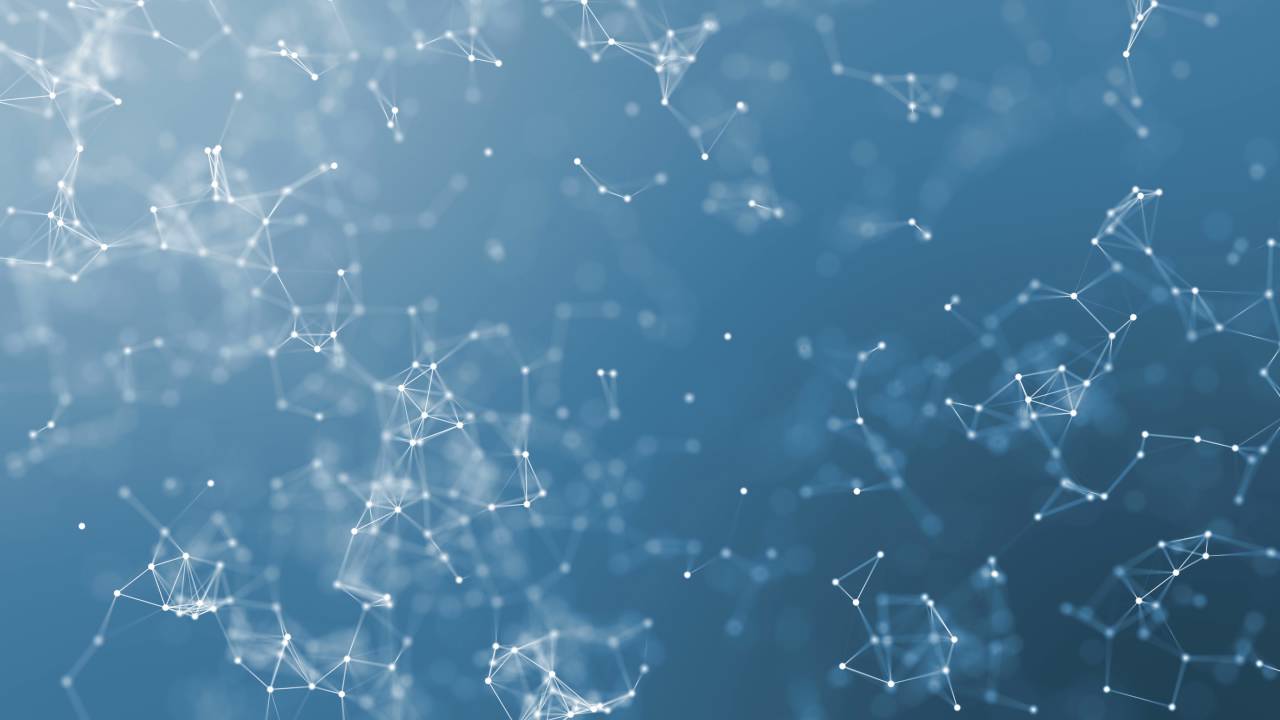 1280x720 Abstract Blue Vector Background With White Lines And Dots