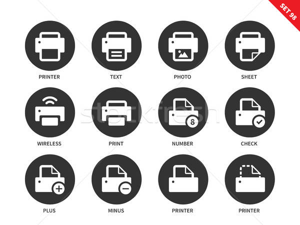 600x450 Printer Icons On White Background Vector Illustration Vector