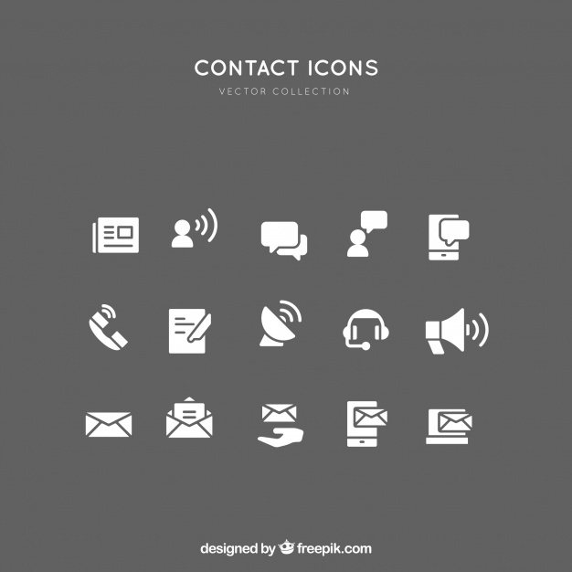 626x626 White Contact Icons Collection Vector Free Download