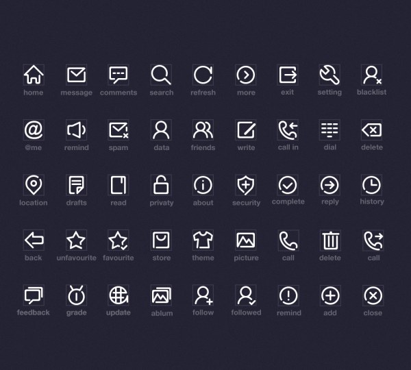 600x540 White Outline System Icons Set Free Download