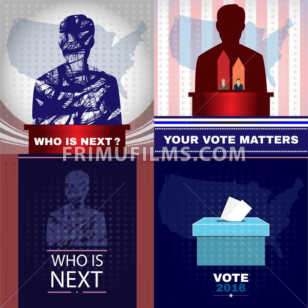600x600 Digital Vector Usa Presidential Election With Who Is Next, Flat