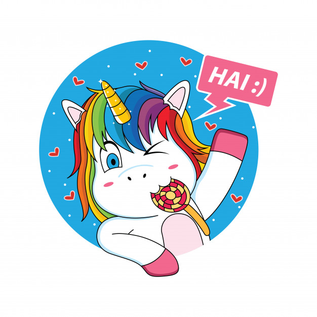 626x626 Unicorn Who Is Greeting With Lollipop Cartoon Vector Premium