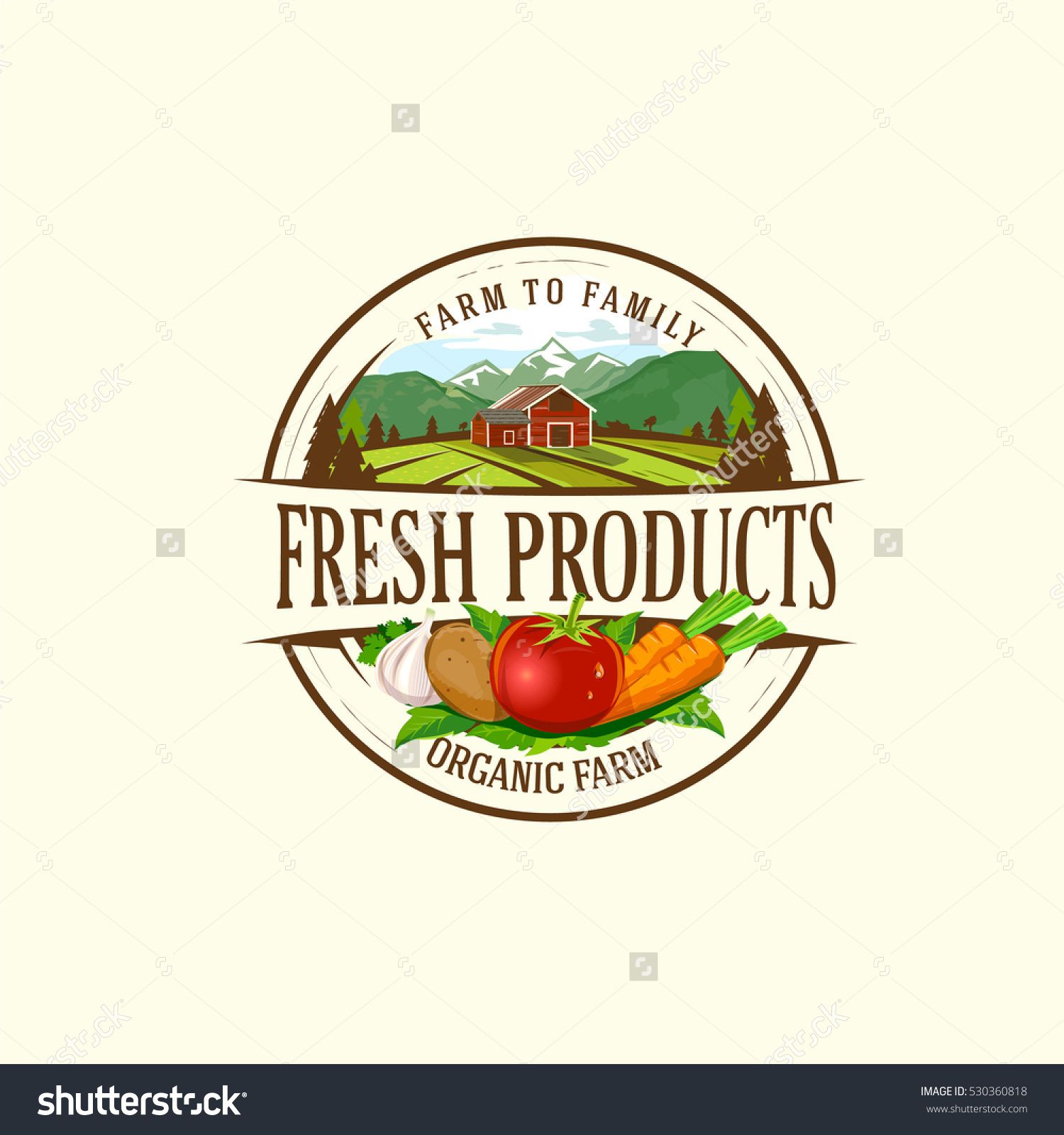 1500x1600 Organic Fresh Product Vector Logo Farm Fresh Badge Illustration