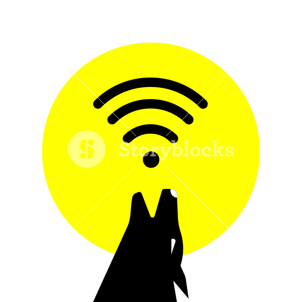 Silhouette Of The Dog Howling And Full Moon With Signal Of Wi Fi 1000x1000 Silhouette Of The Dog Howling And Full Moon With Signal Of Wi Fi