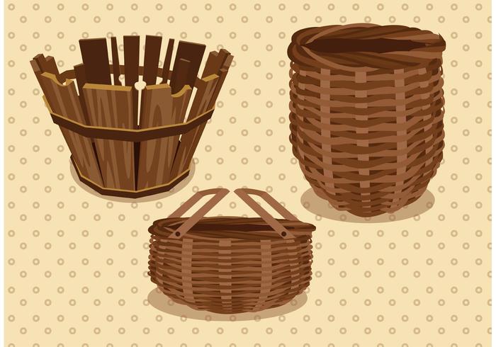 Old Basket Vector Pack 700x490 Old Basket Vector Pack