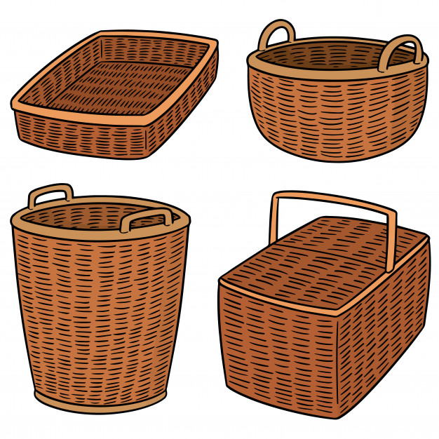 Set Of Wicker Basket Vector Premium Download 626x626 Set Of Wicker Basket Vector Premium Download