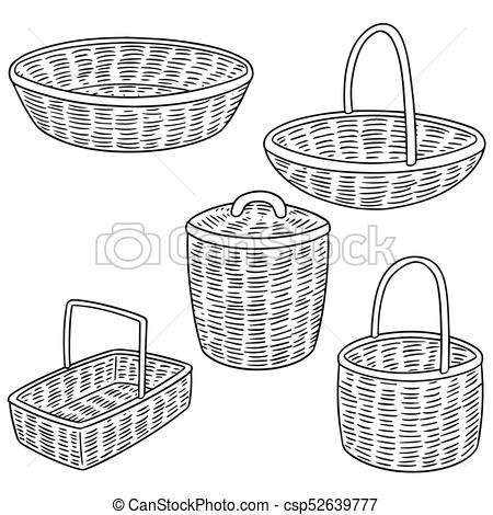 Vector Set Of Wicker Basket 450x470 Vector Set Of Wicker Basket