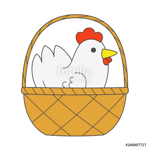 Cute Cartoon Chicken Sitting In A Wicker Basket Vector 500x500 Cute Cartoon Chicken Sitting In A Wicker Basket Vector