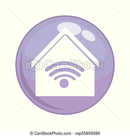 450x470 Button With House Building And Wifi Signal Vector Illustration Design