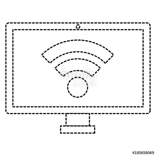 500x500 Computer Display With Wifi Signal Vector Illustration Design