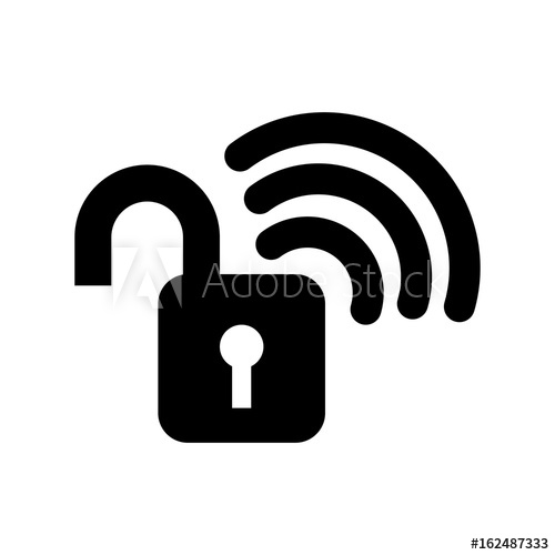 500x500 Safe Secure Padlock With Wifi Signal Vector Illustration Design
