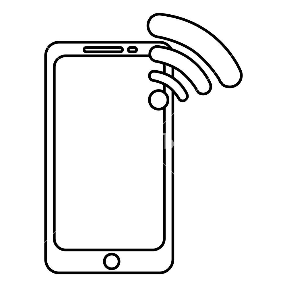 1000x1000 Smartphone With Wifi Signal Vector Illustration Design Royalty