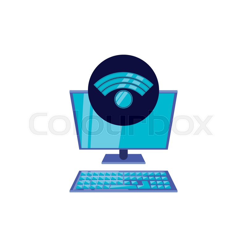 800x800 Desktop Computer With Wifi Signal Stock Vector Colourbox