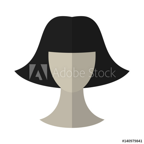 500x500 Flat Icon Hairstyle Brunette Hair Wig Vector Illustration