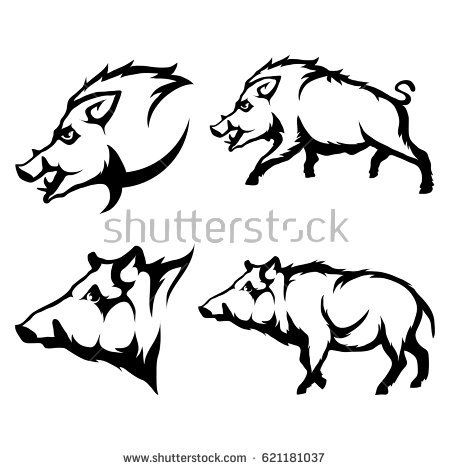 Vector Set Of Black Wild Boars And Boar Logo Isolated On White 450x470 Vector Set Of Black Wild Boars And Boar Logo Isolated On White