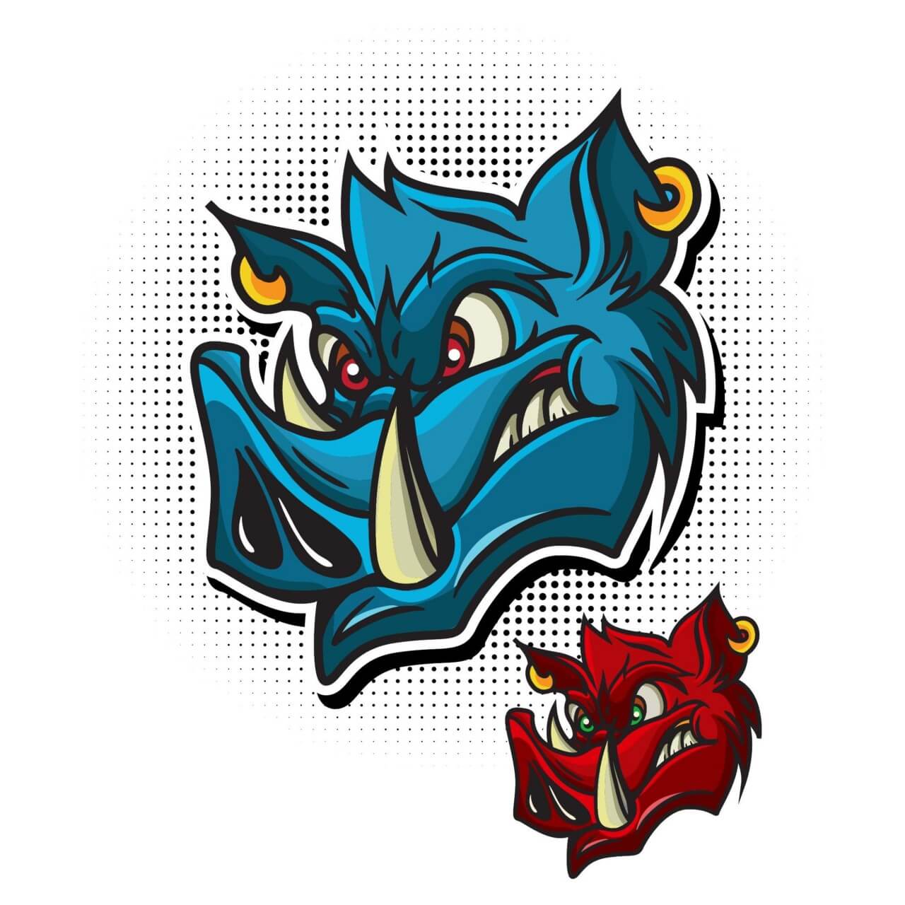 Free Vector Cartoon Vector Wild Boar Head 1280x1280 Free Vector Cartoon Vector Wild Boar Head