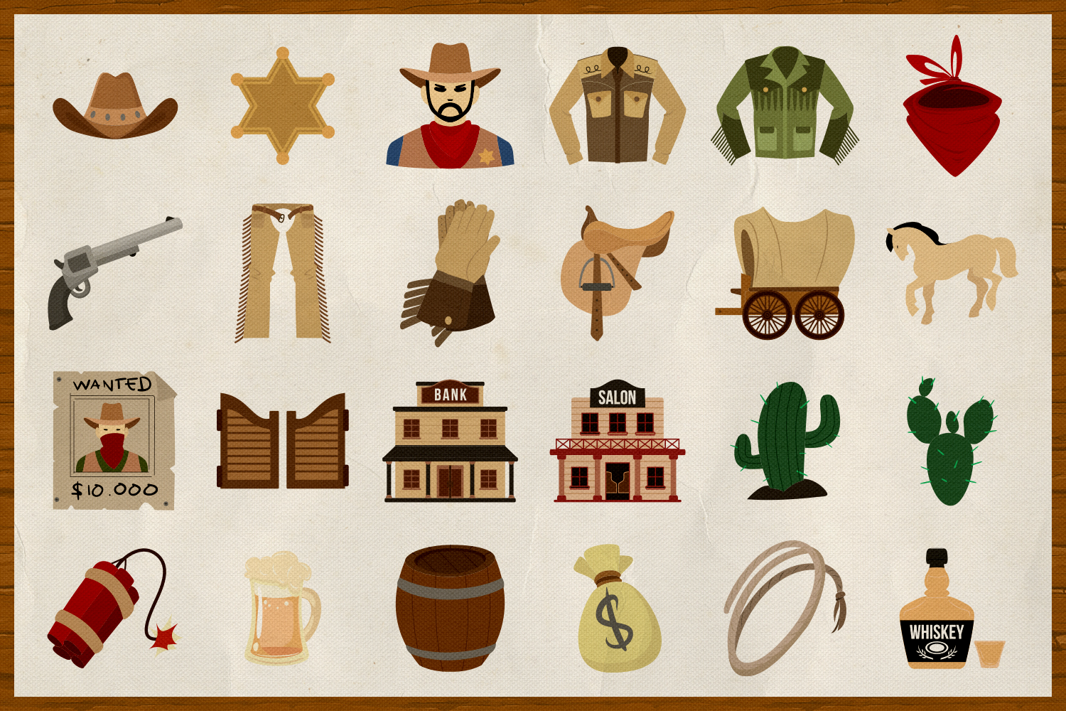 Wild West Vector Clipart Seamless Patterns 1500x1000 Wild West Vector Clipart Seamless Patterns