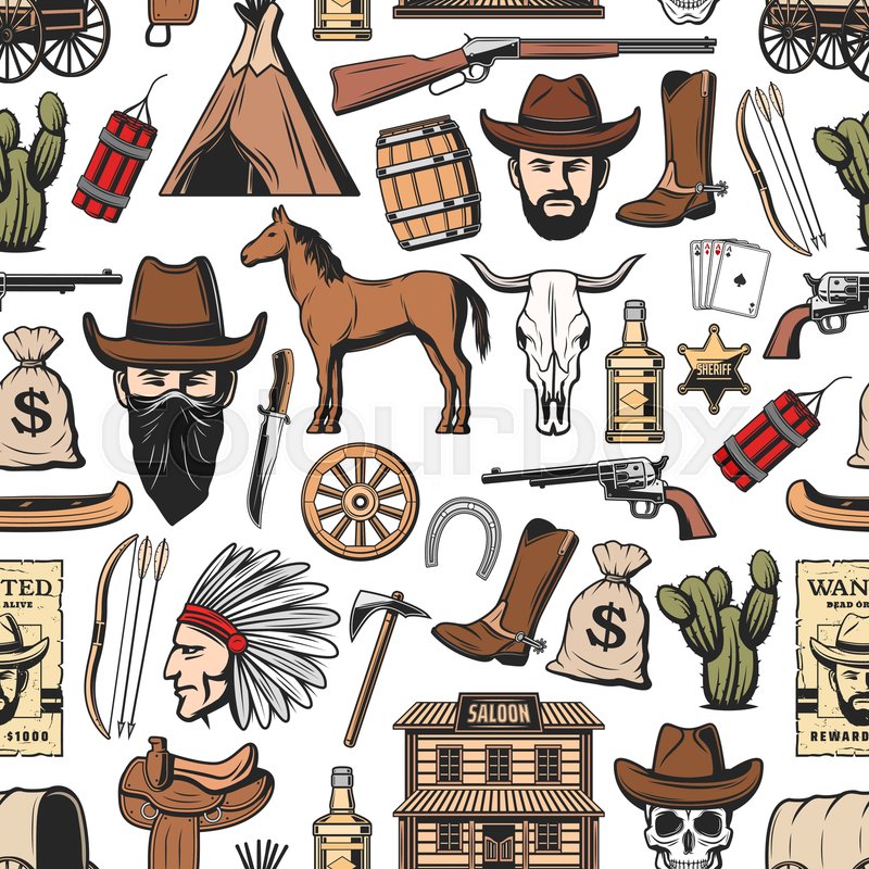 Wild West Seamless Pattern Background Stock Vector Colourbox 800x800 Wild West Seamless Pattern Background Stock Vector Colourbox