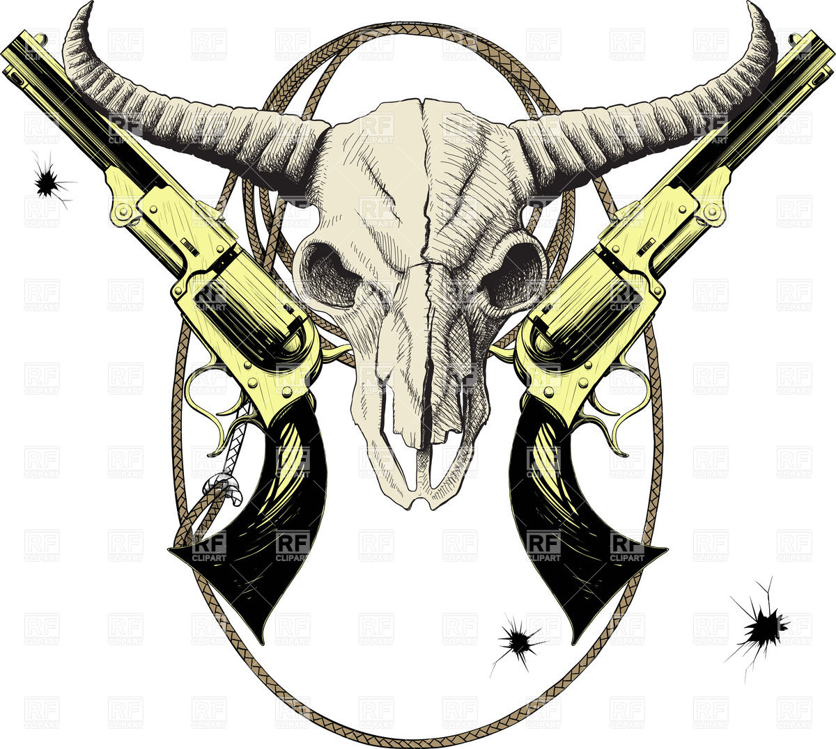 Mascot Of The Wild West With Skull Bison And Revolvers In Lasso 1200x1076 Mascot Of The Wild West With Skull Bison And Revolvers In Lasso