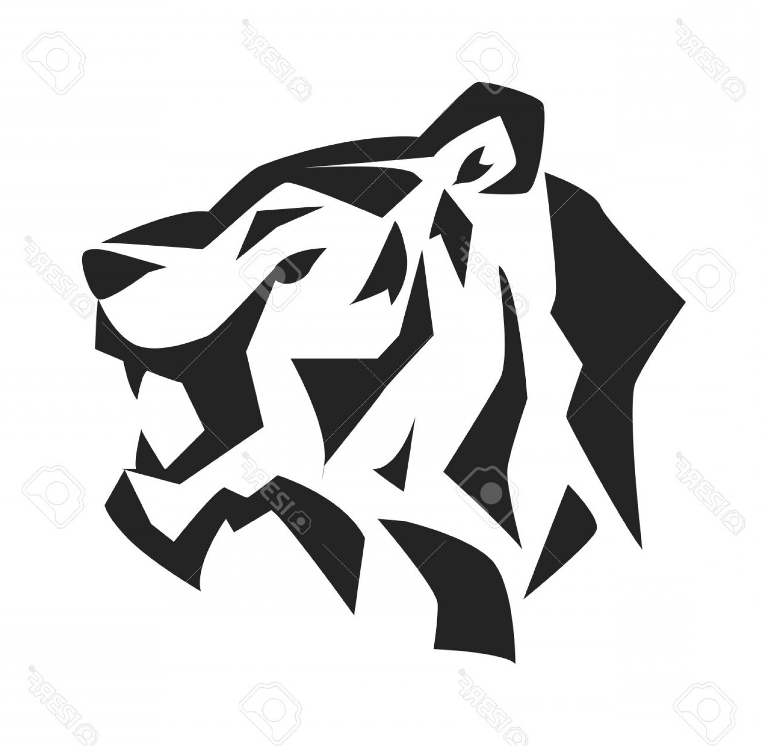 1560x1515 Photostock Vector Black Tiger Face And Wildcat Siberian Tiger Face